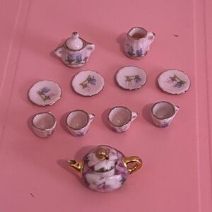 Miniature Tea Set - Light Pink Floral with Gold RM Rachel Monday English